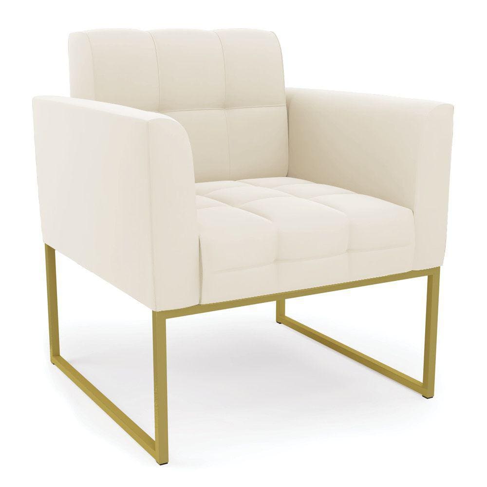 Poltrona Elisa Veludo Base Metálica Industrial Dourado - D`Rossi