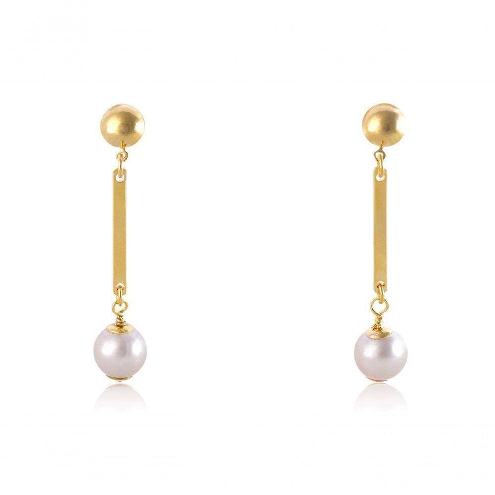 Brinco Médio Com Fio Pérola Folheado