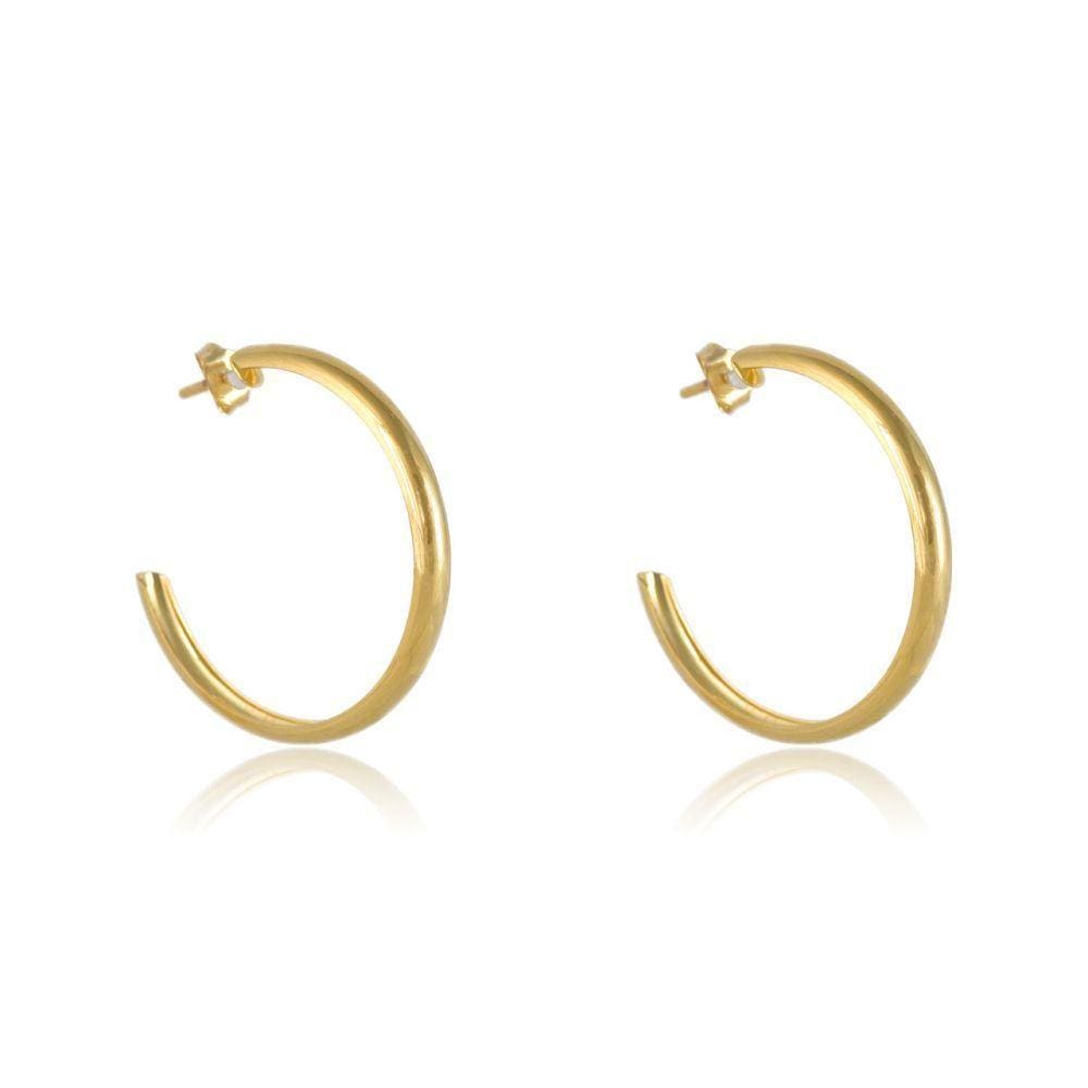 Brinco Argola Média Folheado Em Ouro 18k