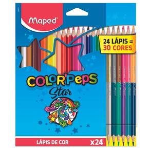 Lápis De Cor 30 Cores Color`Peps Star Triangular 24 Lápis (6 Duos) Minas Resistente Maped