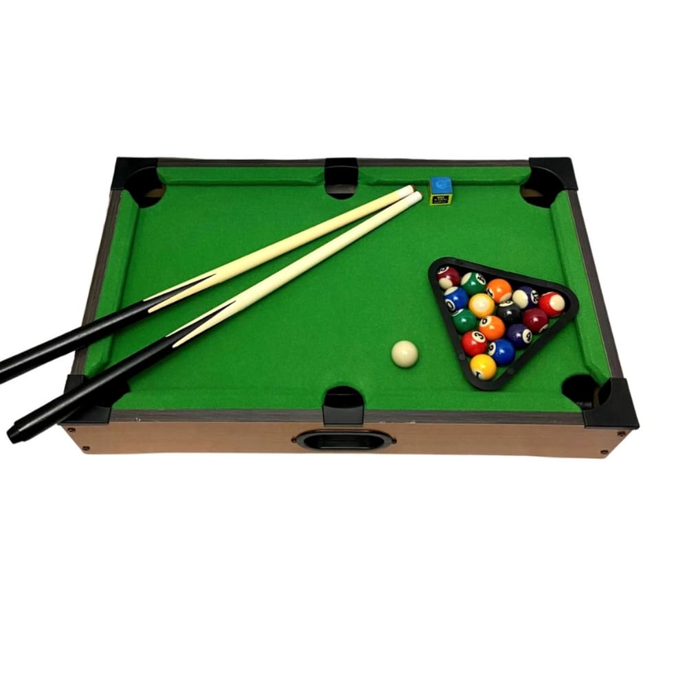 Mesinha de Jogo Sinuca 40CM Infantil Snooker Brilhar Com 02 Tacos