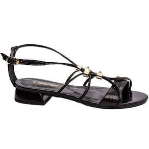 Sandália Feminina Salto Baixo Croco Preto Torricella