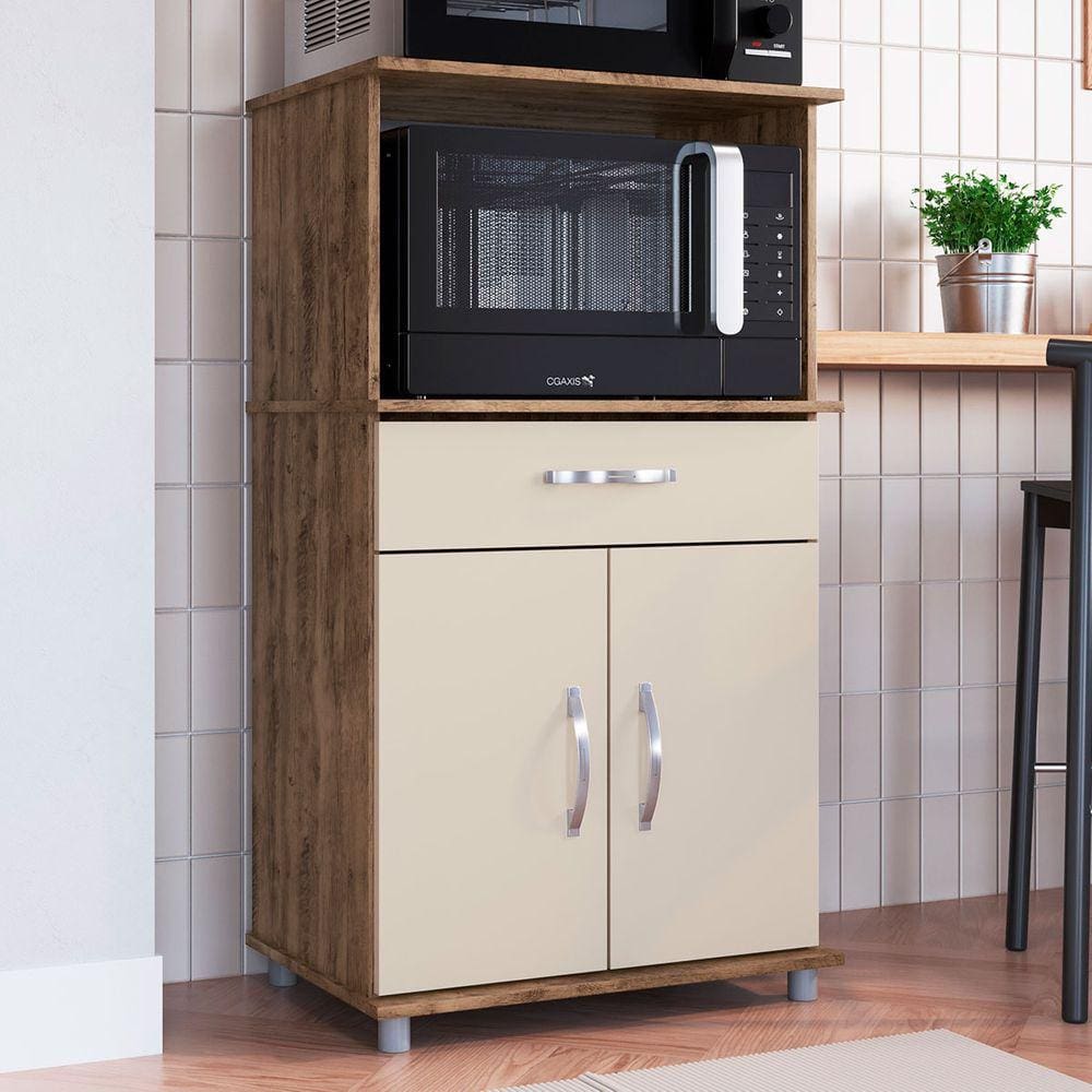 Armário de Cozinha Laura 2 Portas 1 Gaveta Itauba/Off White - Irm Móveis