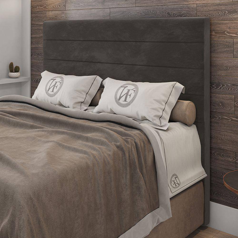 Cabeceira King Size Napoli 193cm Veludo Marrom c/ Frame Italian Flex