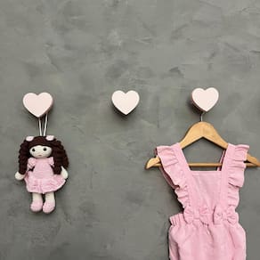 3 Ganchos coração rosa pendurador de parede infantil suporte