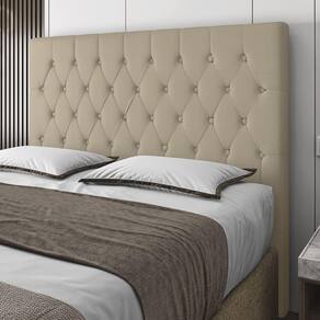 Cabeceira Casal Potenza 140cm Material Sintético Bege c/ Frame Italian Flex
