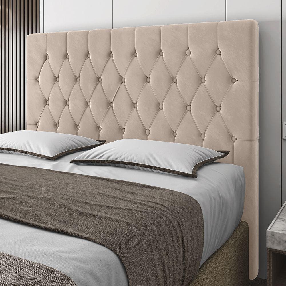 Cabeceira Queen Potenza 160cm Veludo Bege c/ Frame Italian Flex