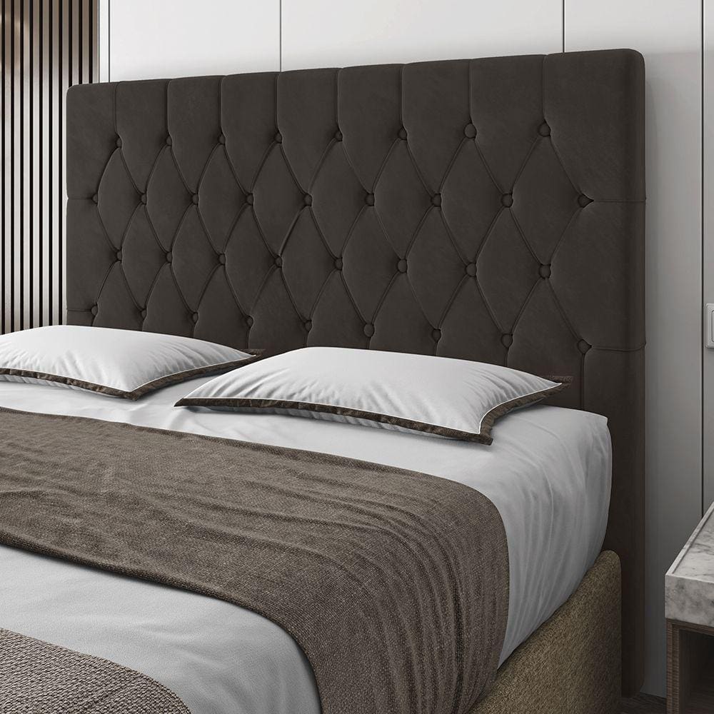 Cabeceira Queen Potenza 160cm Veludo Marrom c/ Frame Italian Flex