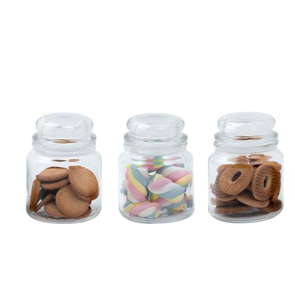 Kit 3 potes de vidro com tampa herméticos redondos 500ml - Mozcada