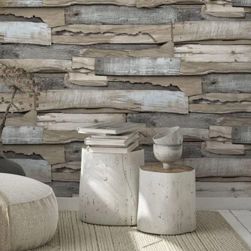 Papel De Parede Madeira Marrom Wl1003 - 10m X 0.53m