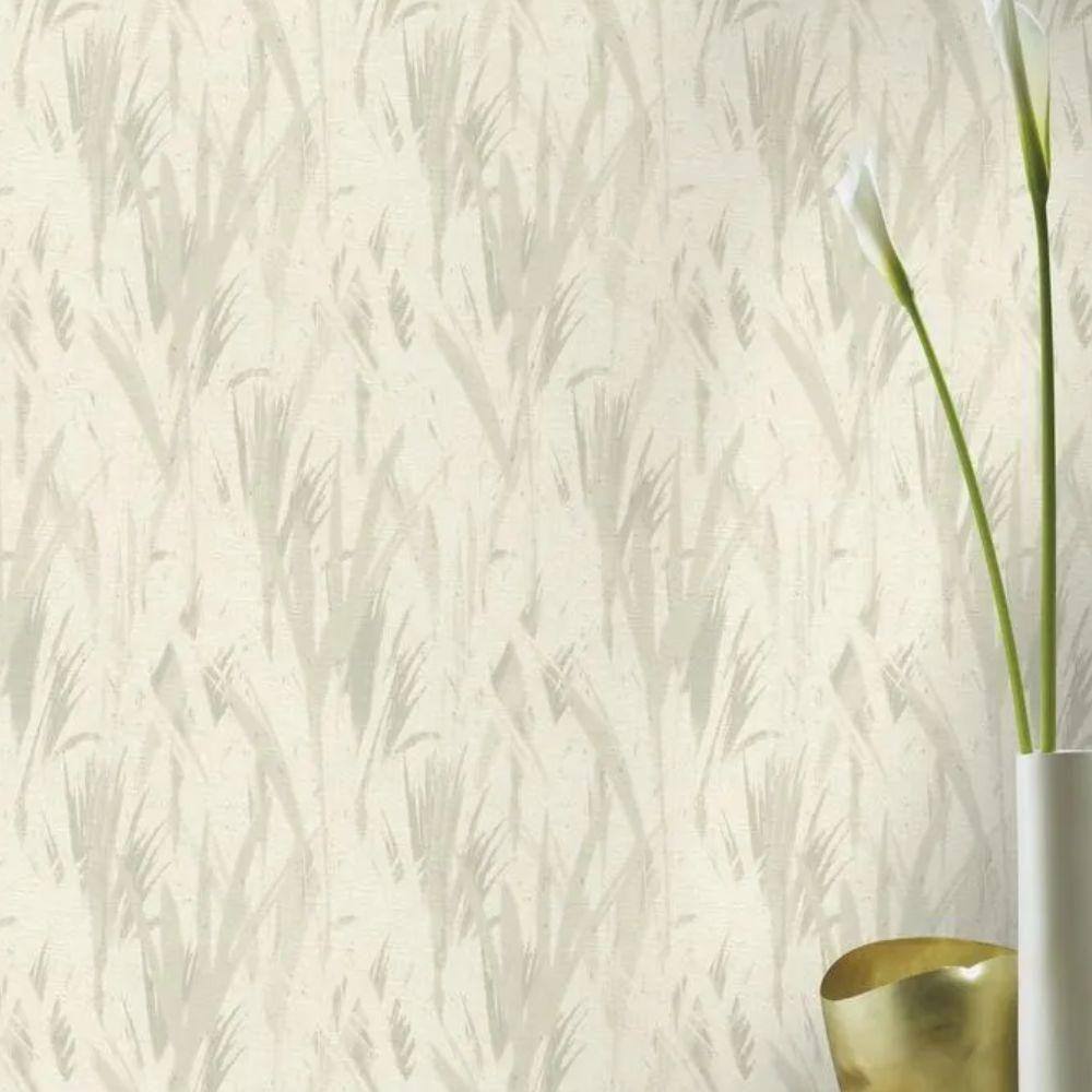 Papel De Parede Concrete Folhagem Branco - 10m X 0.53m