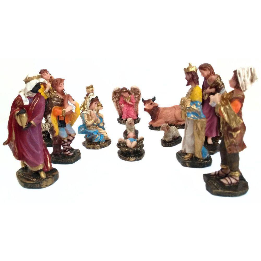 Presépio Completo 14 Peças Resina 12 Cm Decoração Natal