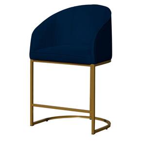 Poltrona Banqueta Decorativa Mia Suede Base Metal Dourada - Estopar