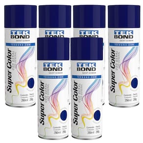 Kit 6 Tinta Spray Uso Geral Tekbond Azul Escuro 350ml