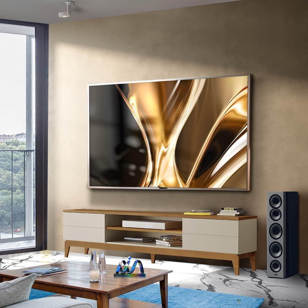 Rack Para TV Até 75 Polegadas Carvalho New Off White Thames Shop JM - Marrom