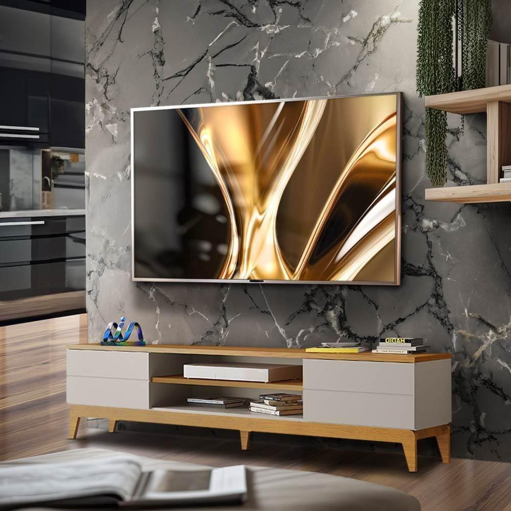 Rack Para Sala TV Até 75 Polegadas Mani Freijó New London Luapa Móveis - Marrom