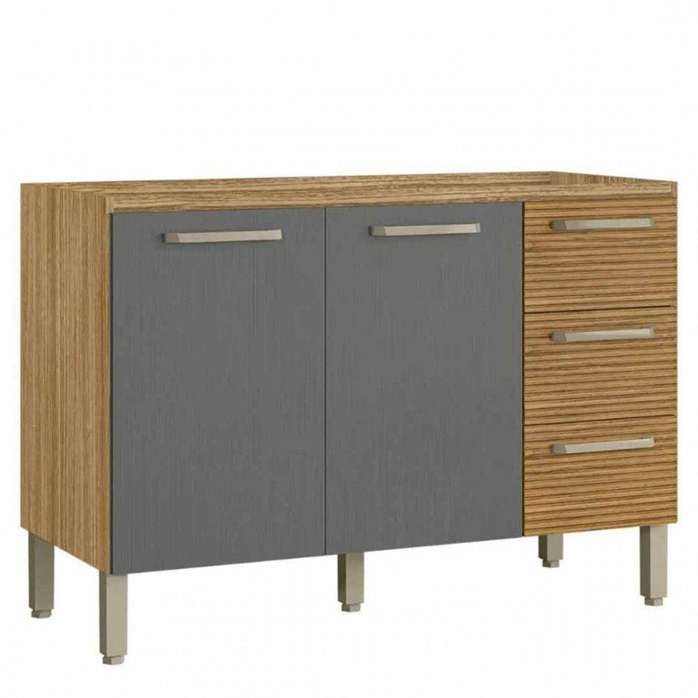 Balcão Kits Paraná Ametista 2 Portas 3 Gavetas 120 Cm