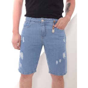 Bermuda Jeans masculina Rasgada Koenig