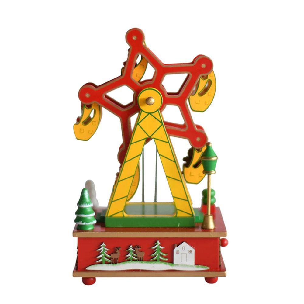 Caixa de Música Roda Gigante de Natal em Madeira Decorativo