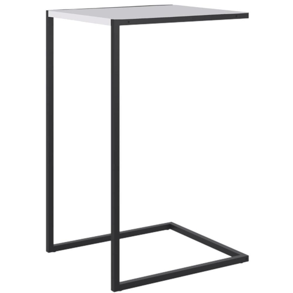 Mesa Lateral Retangular Artesano 64 cm (altura) em MDP Branco Estrutura Metálica em Aço Preta