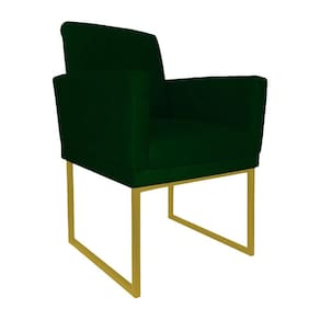 Poltrona Klara Suede Verde Base De Ferro Dourada - Vallisa Decor