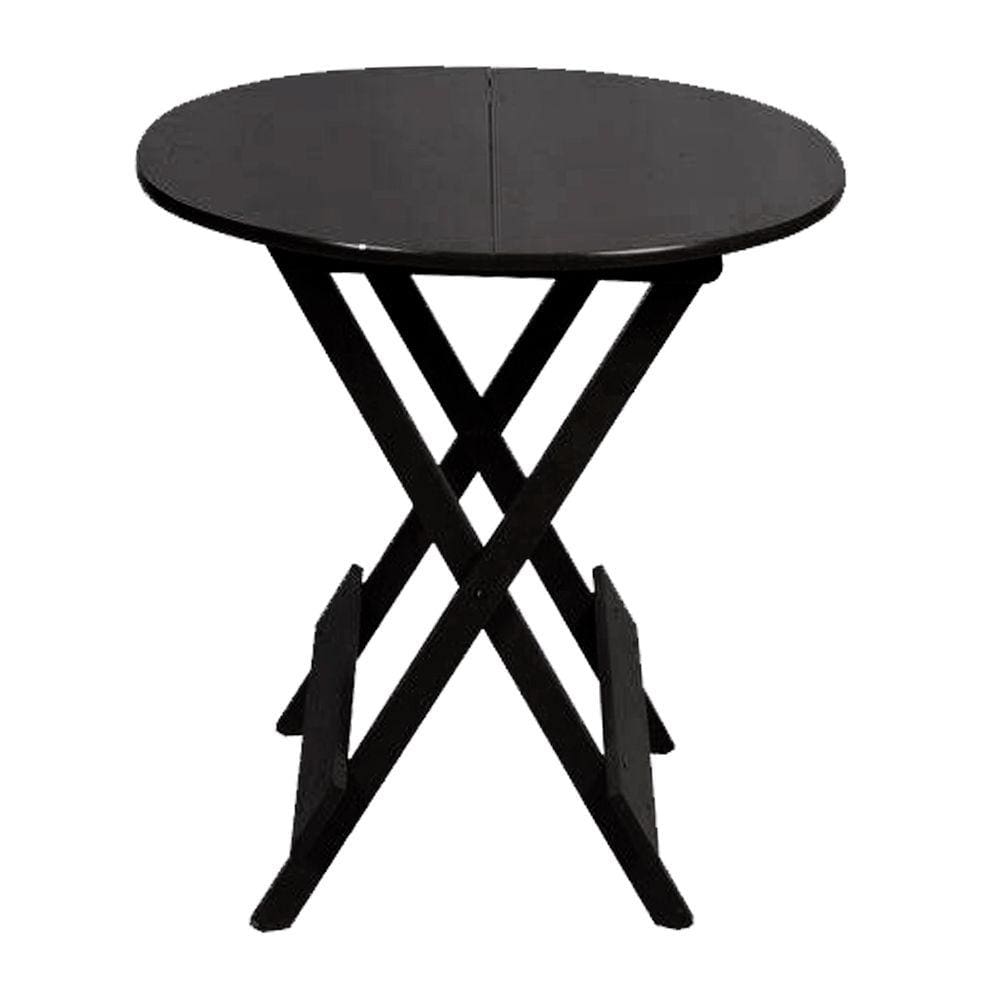 Mesa para Bar e Café Dobravel de Madeira 90 Redonda - Preto