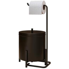 Kit Lixeira 6l Aluminio E Papeleira De Chão 5800 Lovell Preto Dhom Preto