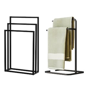 Kit Toalheiro E Porta Toalha Lovell Metal Preto Lavabo Dhom Preto