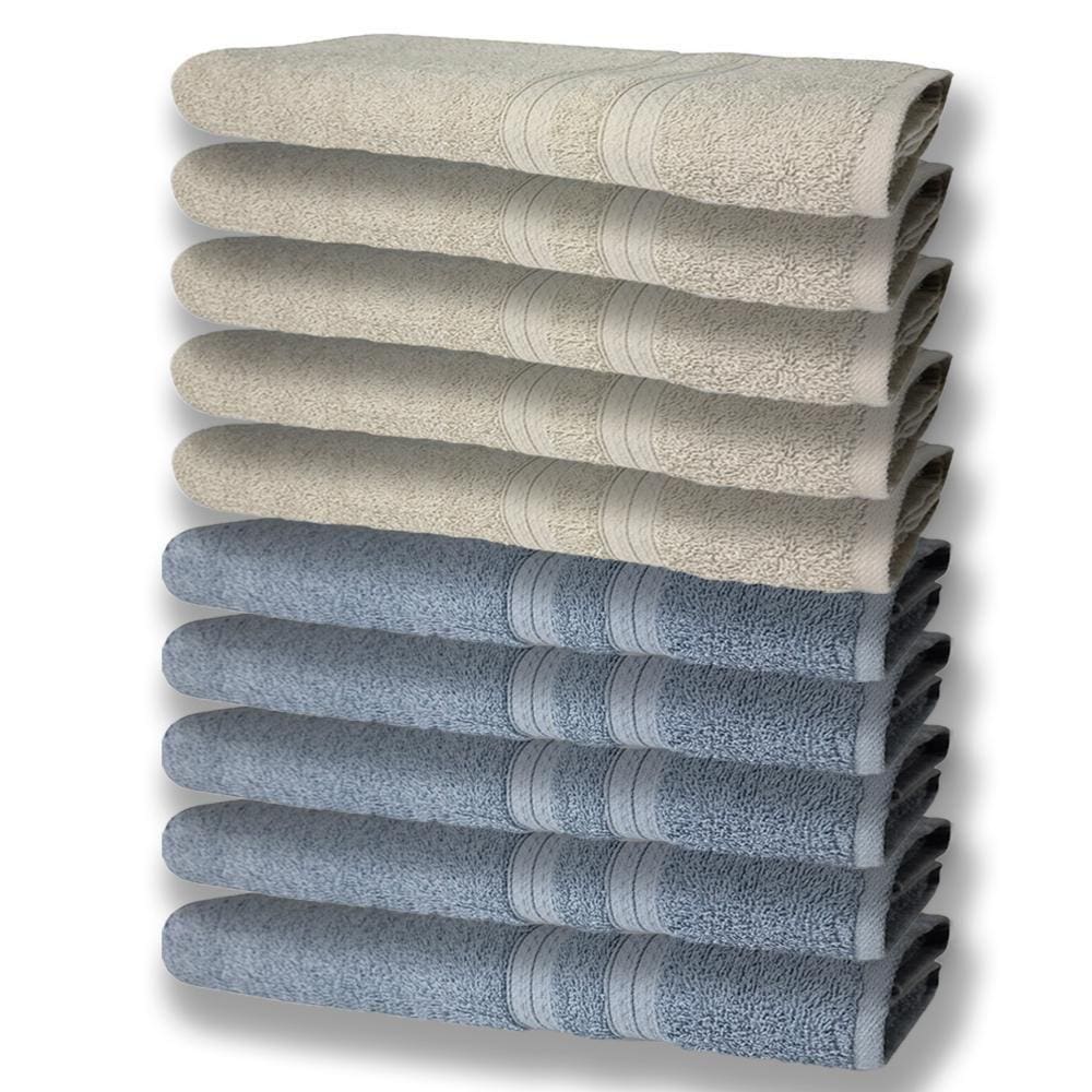 10 Toalhas Grande E Grossa 5 Azul 5 Bege