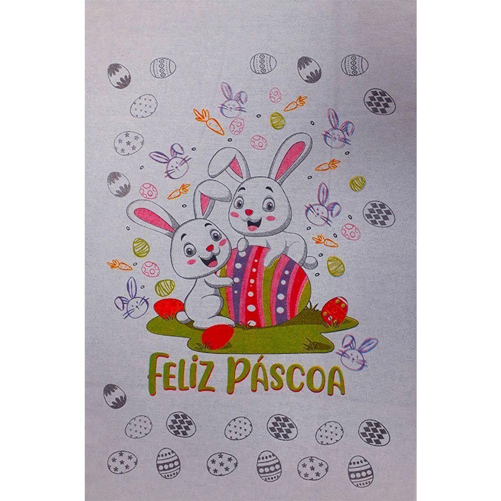 Pano De Prato Pascoa 50Cmx70Cm Estampado Coelho 0A Branco