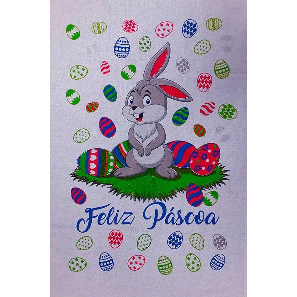 Pano De Prato Pascoa 50Cmx70Cm Estampado Coelho 0C Branco