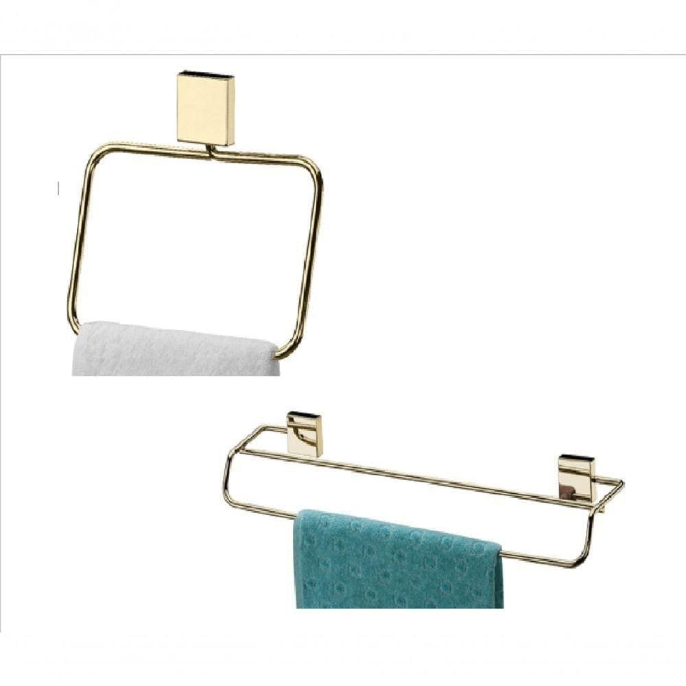 Kit Banheiro Lavabo 2 Peças Dourado Future