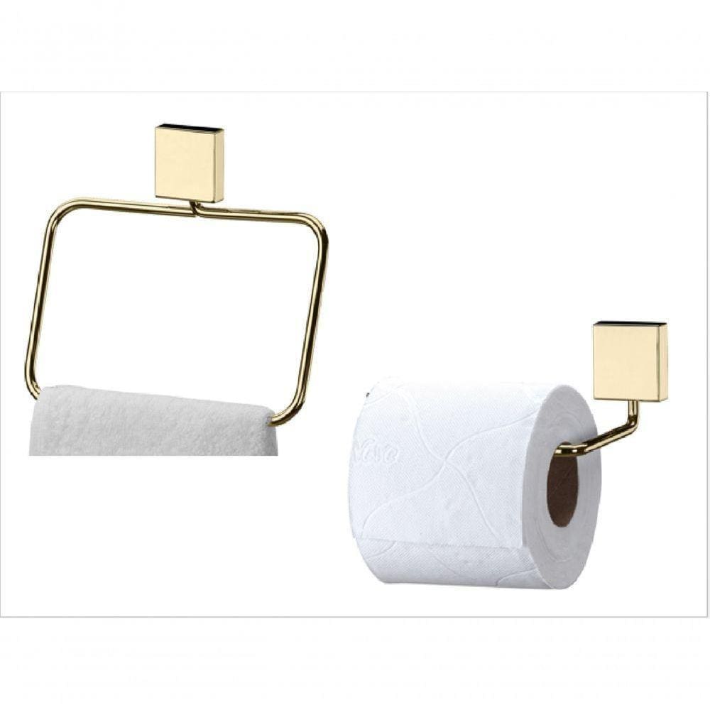 Kit Banheiro Lavabo 2 Peças Dourado Future