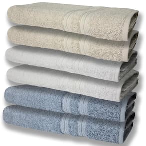 6 Toalhas Grande E Grossa Azul Branco e Bege