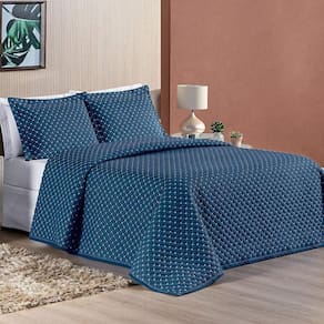 Cobre Leito Queen Doroty Micropercal Azul