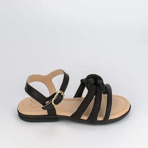 Sandália Infantil Menina Kidy Flat Nó Glitter Preta