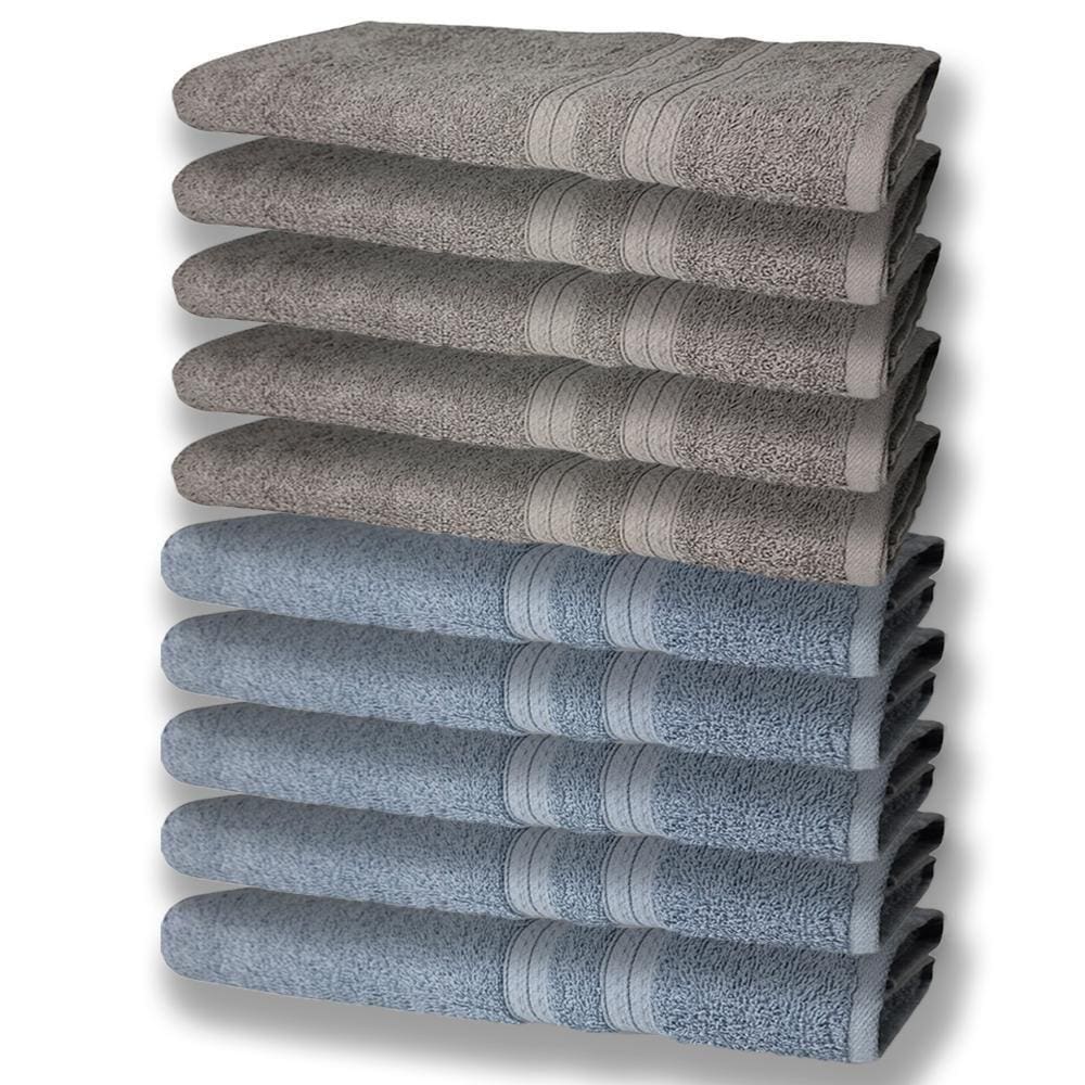 10 Toalhas Grande E Grossa 5 Azul 5 Cinza