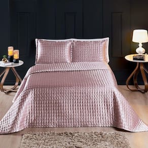 Cobre Leito Queen Splendore Cetim Charmousse 3pç Rosê