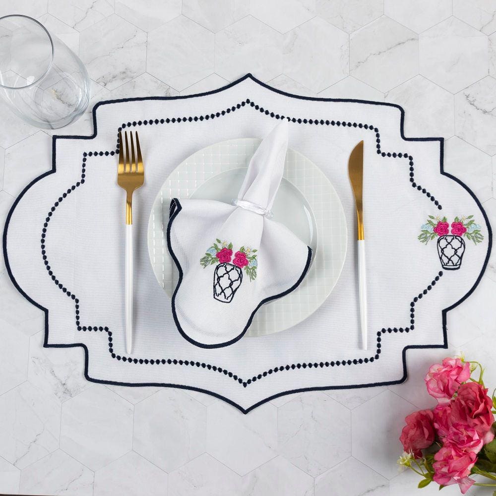 Jogo Americano Sousplat Mesa Posta Bordado Guardanapo 12 Peças