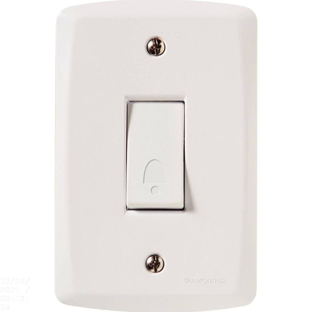 Conjunto 4x2 Com 1 Pulsador Campainha 10 A 250 V Tramontina Lux2 Branco Tramontina