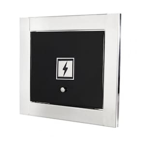 Visor De Luz Preto Com Moldura Em Inox Polida Brilhante Espelhada