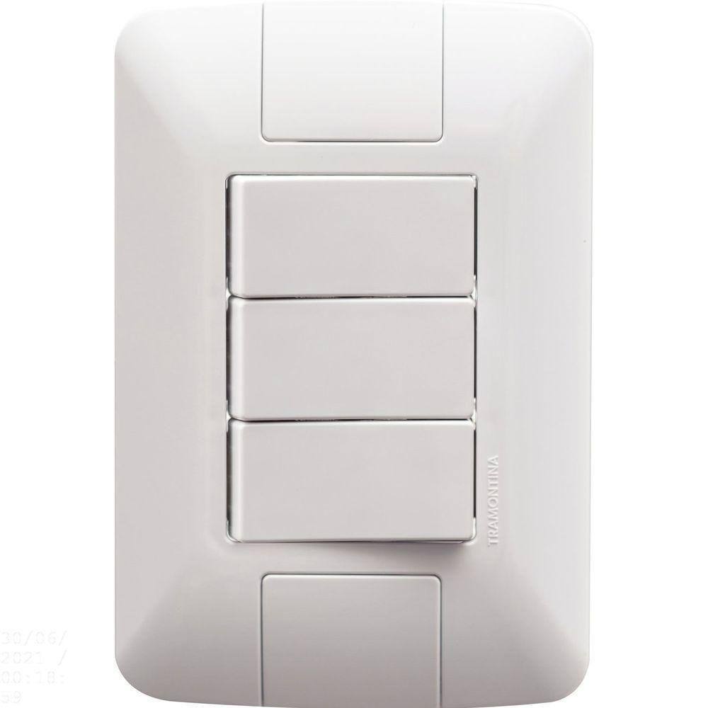 Conjunto 4x2 Com 3 Interruptores Simples Tramontina Aria 6 A 250 V Branco Tramontina