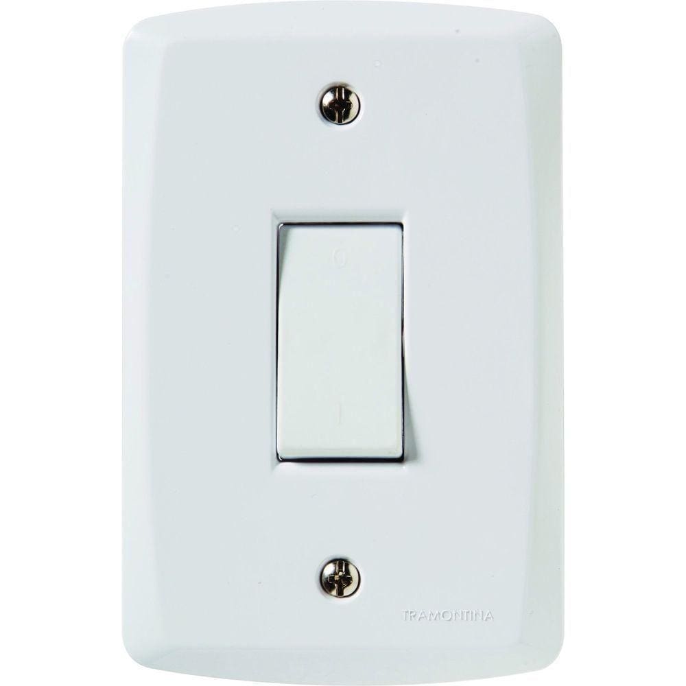 Conjunto 4x2 Com 1 Interruptor Bipolar Simples 10 A 250 V Tramontina Lux2 Branco Tramontina