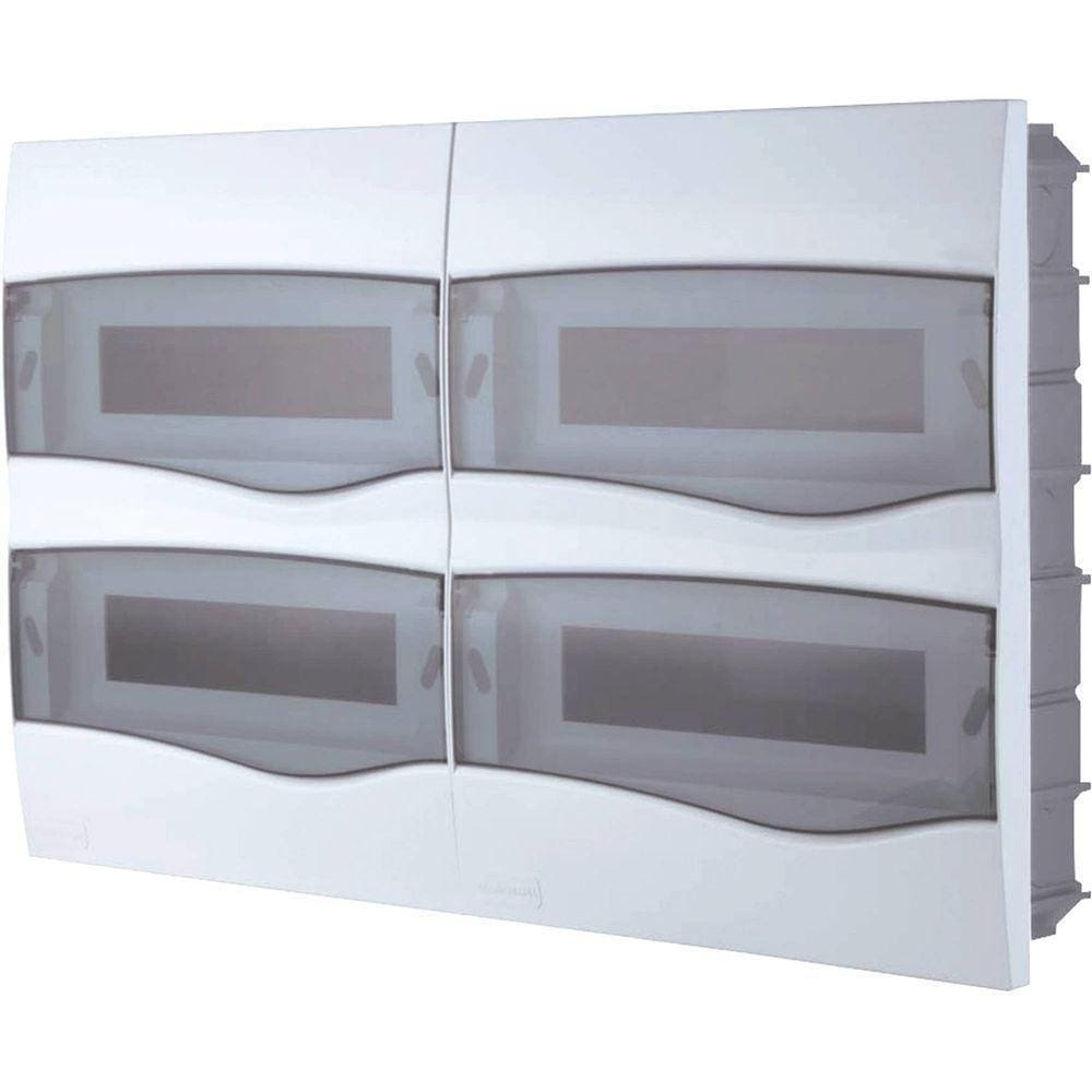 Quadro De Distribuição De Embutir 48 Din Ou 32 Nema Tramontina Com Porta Transparente Tramontina