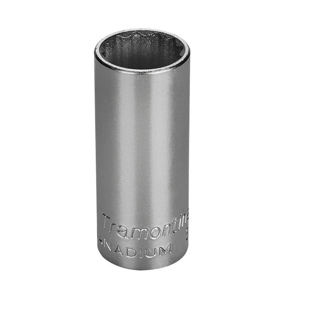 Soquete Estriado Longo Em Aço Cromo Vanádio 20 Mm - Encaixe 3/8" Tramontina Pro Tramontina