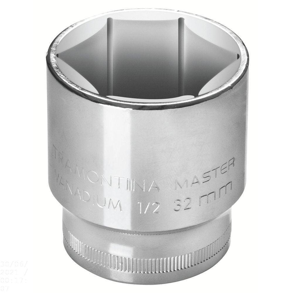 Soquete Sextavado 9 Mm Encaixe 1/2" Em Aço Cromo Vanádio Com Acabamento Cromado