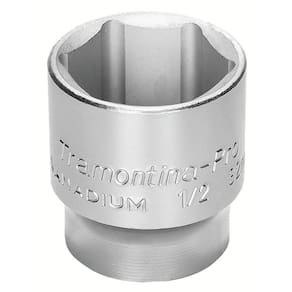 Soquete Sextavado Em Aço Cromo Vanádio 8 Mm - Encaixe 1/2" Tramontina Pro Tramontina