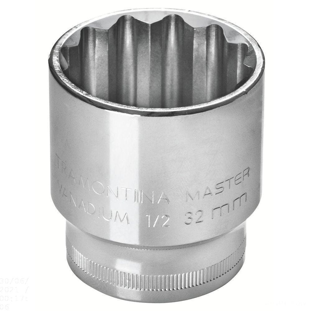 Soquete Estriado 24 Mm Encaixe 1/2" Em Aço Cromo Vanádio Com Acabamento Cromado