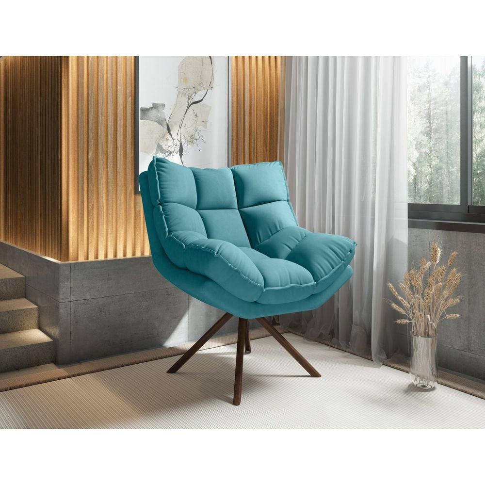 Poltrona Zara Giratória Yescasa Veludo Nobre Verde