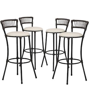 Kit Com 4 Banquetas Alta Forts Fibra Uv Bancada, área Goumert, Bar, Piscina, Balcão, Floral Gelo